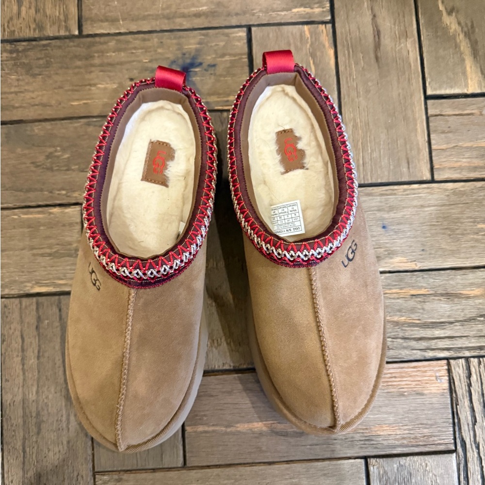 UGG Tazz Suede And Sheepskin Slippers, Chestnut, Size 8